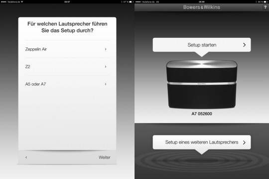 Bowers & Wilkins iOS App zur Konfiguration der AirPlay Lautsprecher